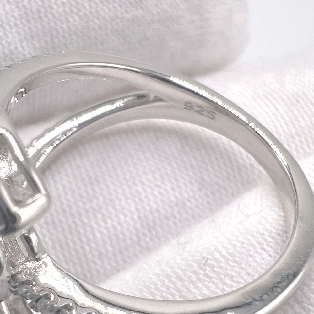Halo Triple Pear .925 Sterling Silver Wrap Design Cz Ring - Picture 14 of 15